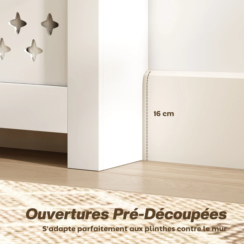 HOMCOM Couvercle de radiateur, cache radiateur avec placard rabattable et étagère supérieur, 78 x 19 x 95,5 cm, blanc