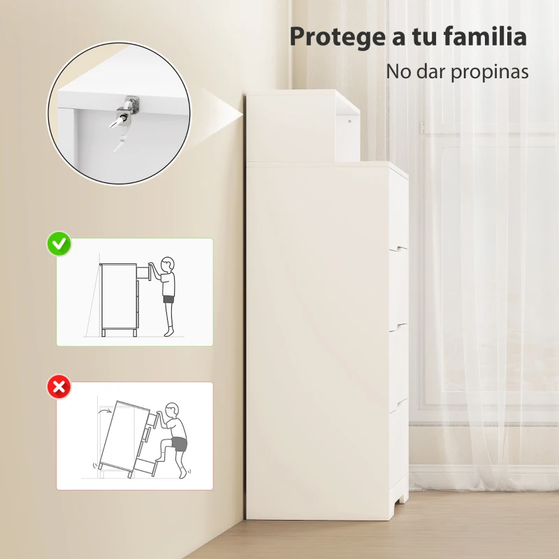 HOMCOM Cómoda para Dormitorio de 4 Cajones con Estación de Carga Puerto USB Puerto USB-C Estante Abierto 80x40x120 cm Blanco