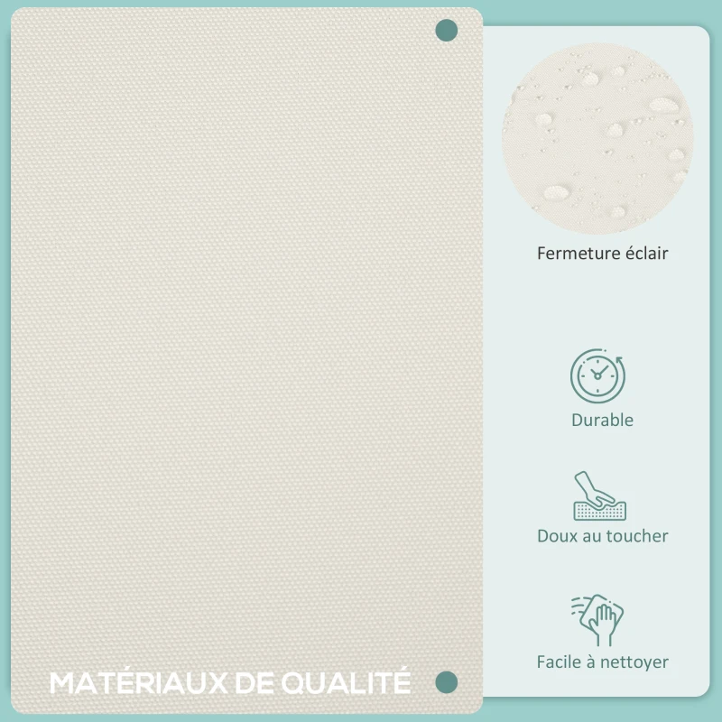 Outsunny Lot de 14 Housses de Rechange Coussins Salon de Jardin - 6 Housses Coussin d'assise, 8 Housses Coussin Dossier - Housses zippées Polyester déperlant Crème