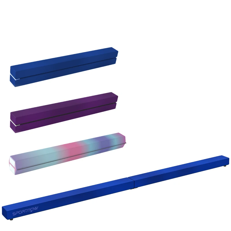 SPORTNOW Poutre gymnastique pliable 210 cm en velours, poutre d'équilibre avec fond antidérapant, pour adolescents et adultes, bleu