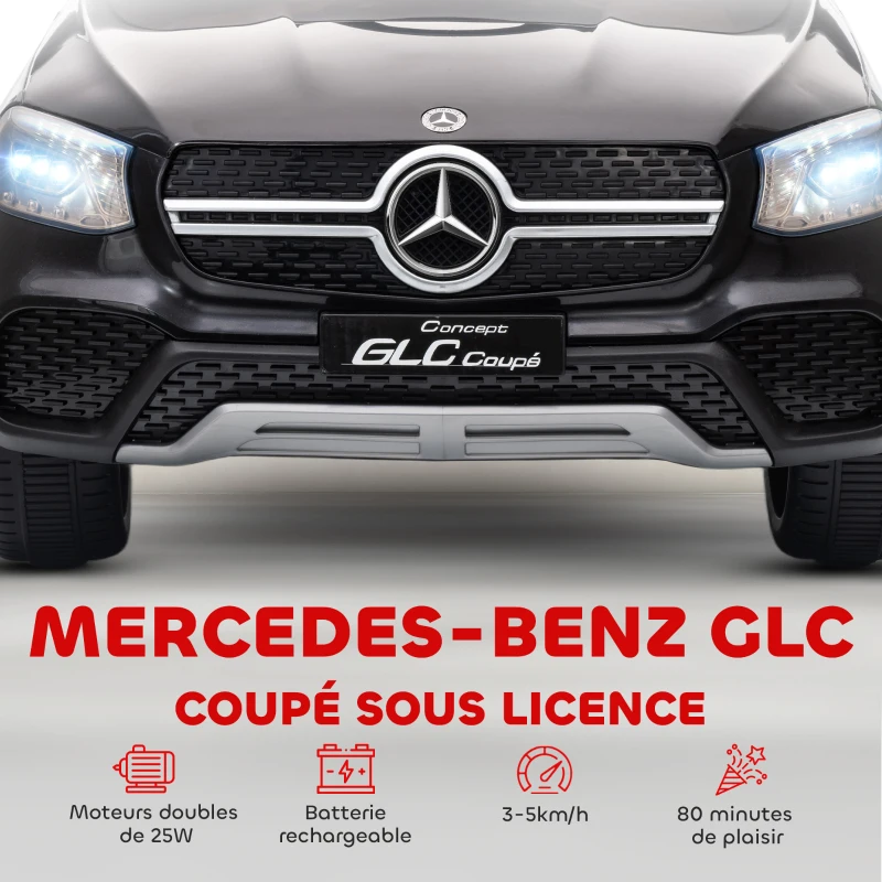 AIYAPLAY Voiture électrique enfants, véhicule électrique 12V, télécommande 2,4G, 3 vitesses, démarrage lent, 105x68x50cm, noir