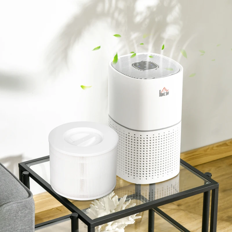 HOMCOM Purificateur d'air + Filtre pour purificateur d'air Ioniseur CADR 225m³/h minuterie 4 vitesses filtre à charbon actif