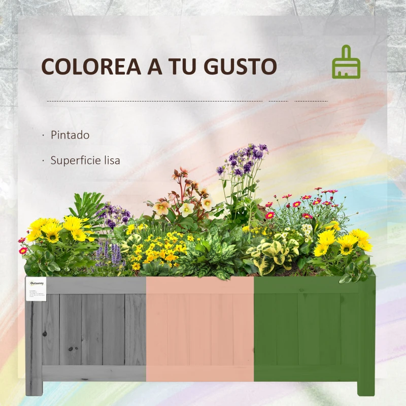 Outsunny Jardinera de Madera Plegable Jardinera Elevada para Cultivos Verduras Flores en Patio Balcón Terraza 70x30x25 cm Gris