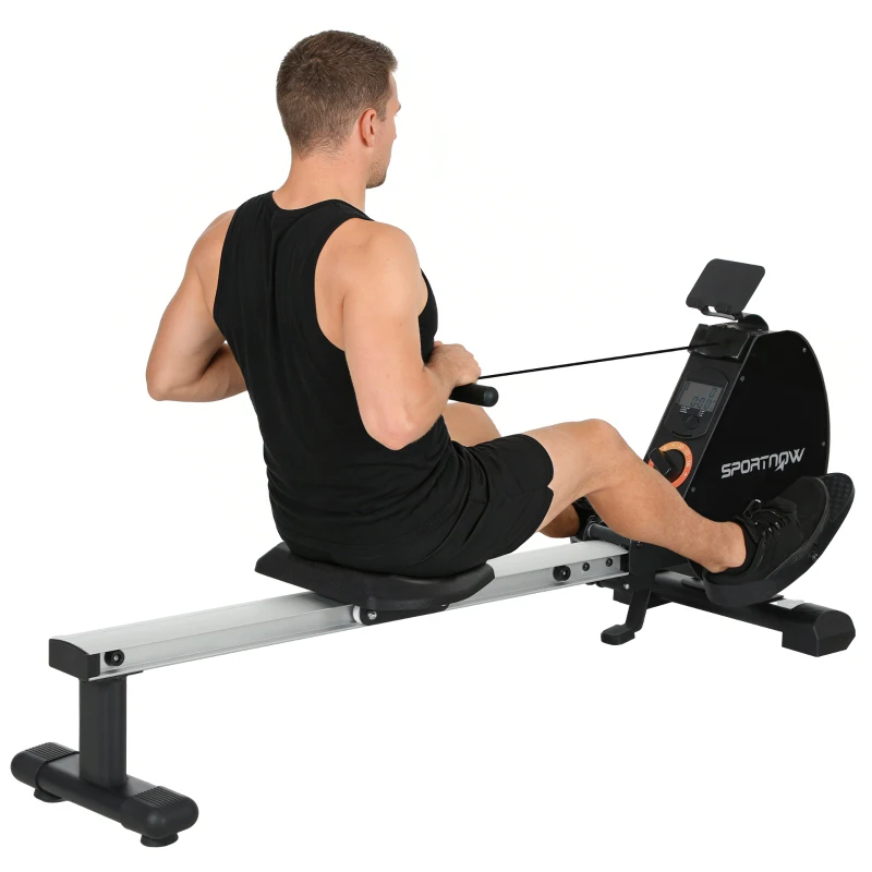SPORTNOW Folding Magnetic Rowing Machine, with 16-Level Adjustable Resistance, Black