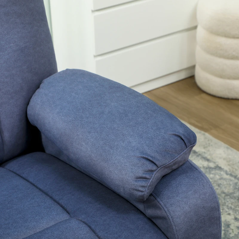 HOMCOM Sillón Relax Reclinable Eléctrico Silencioso con Función Memoria Reposapiés Mando a Distancia Bolsillos Laterales Azul