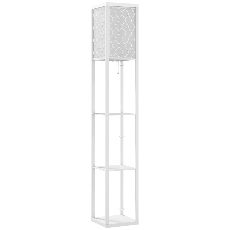 HOMCOM Lampada da Terra 2 in 1 Moderna con 3 Ripiani, Attacco E27, 26 x 26 x 160 cm, Bianco