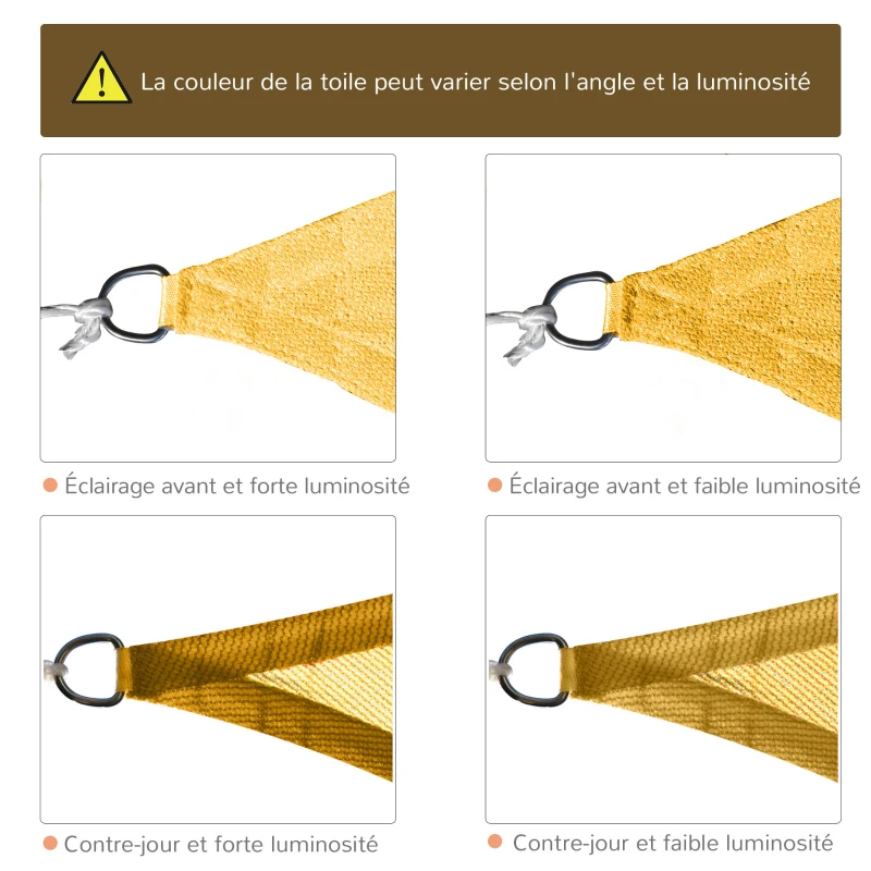 Outsunny Voile d'ombrage Toile Solaire rectangulaire 6L x 4l m HDPE Jaune