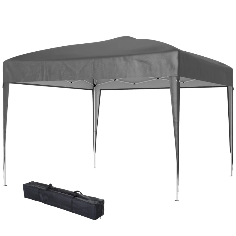 Outsunny Carpa Plegable 3x3 m Pop-up Cenador de Jardín Altura Ajustable con Bolsa de Transporte Anti-UV Impermeable Gris