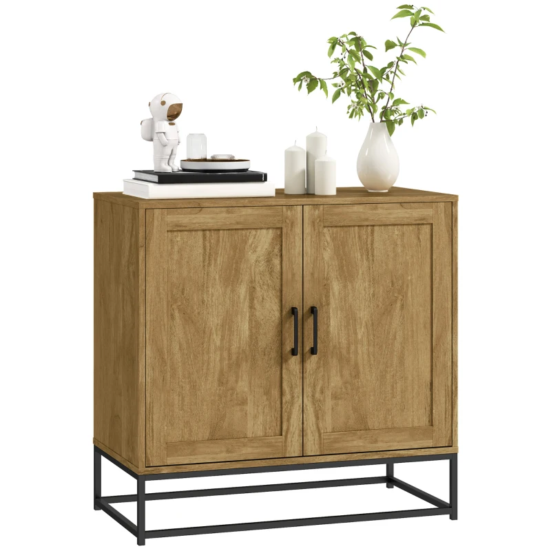 HOMCOM Buffet meuble de rangement 2 portes avec étagère intérieur réglable en hauteur 80l x 40P x 78H cm, bois naturel