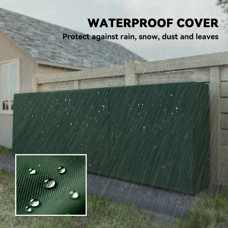 Outsunny Firewood Rack with Waterproof Cover, Heavy Duty Metal Log Store Indoors, Log Storage Holder for Outdoor Indoor Fireplace, 300 x 36 x 99 cm, Dark Green