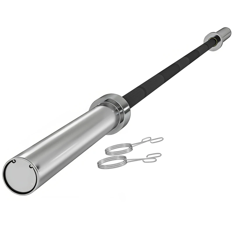 SPORTNOW 210cm Olympic Barbell Bar for 5cm Weight Plates, with Spring Clips, 19kg