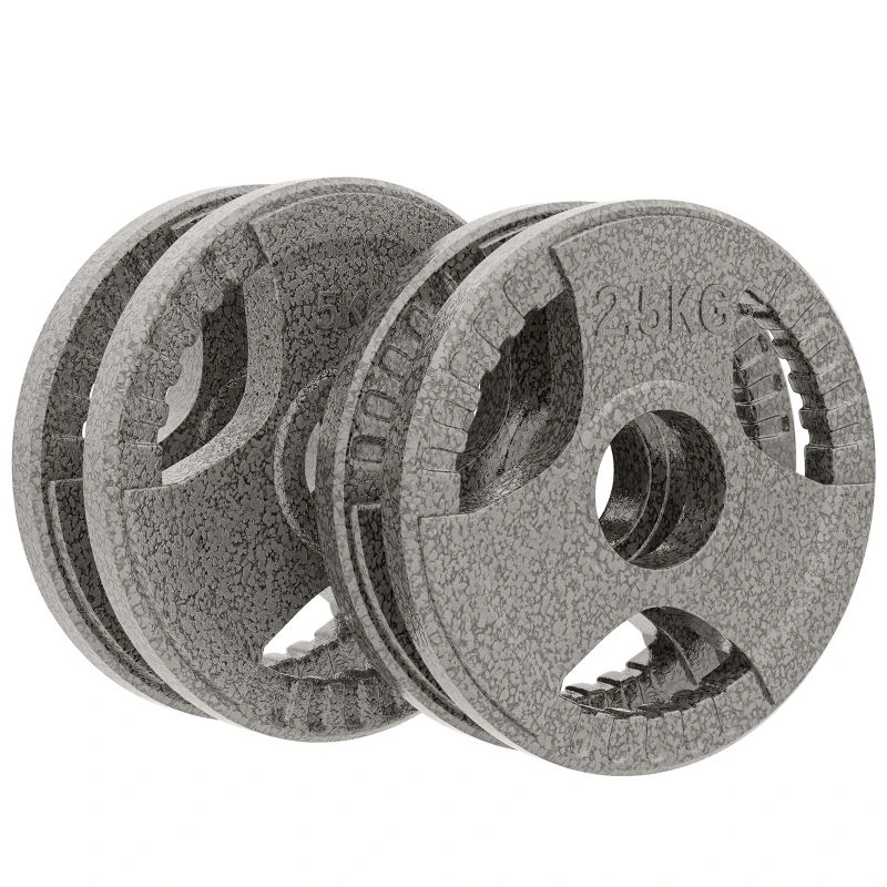 HOMCOM Set of 4 Weight Plate for 2 inch/5cm hole Dumbbell Handle Bar 15kg Dumbbell Plates Barbell Weight 2 x 5kg, 2 x 2.5kg