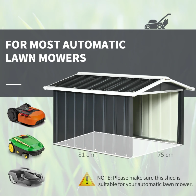 Outsunny Adăpost pentru mașina de tuns iarba robotică, garaj pentru robot, shed din oțel gri