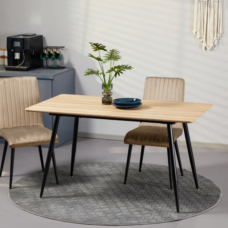 HOMCOM Table à manger 4 personnes rectangulaire avec plateau effet bois et 4 pieds en acier 140 x 80 x 76 cm noir