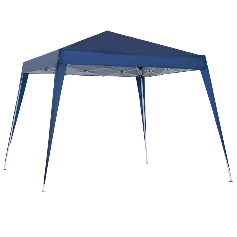 Outsunny Carpa Plegable 2,4x2,4m Cenador de Jardín Impermeable Diseño Pop Up de Acero y Cubierta de Tela Oxford Gazebo para Exterior Azul