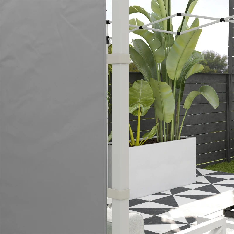 Outsunny 2 Paredes Laterales para Carpas 300x200 cm con Ventana Enrollable y Puerta con Cremallera para Carpa 3x3 m o 3x6 m Gris