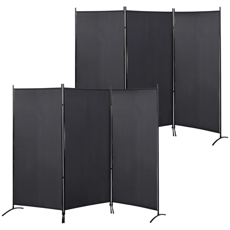 HOMCOM Lot de 2 paravents 3 panneaux dim. 2,53L x 0,5l x 1,82H m Store latéral Brise-Vue paravent sur Pied séparateur métal