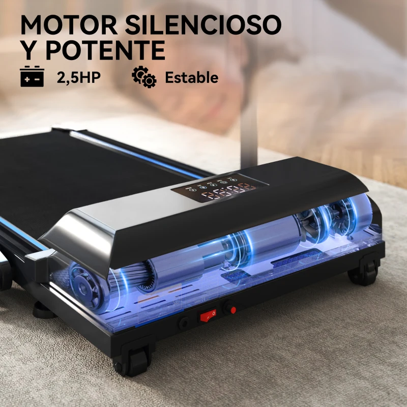 HOMCOM Cinta de Correr Cinta de Andar Plegable 2,5 HP con Pantalla LED Velocidad Ajustable Max. 10 km/h Control Remoto Negro