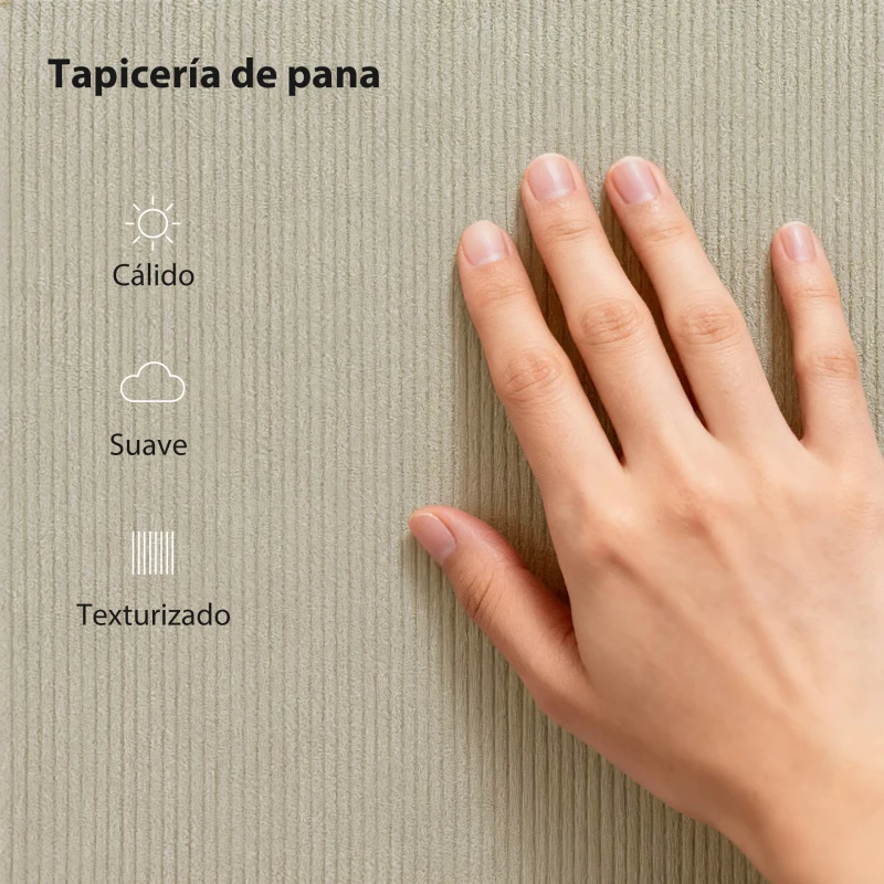 HOMCOM Somier 160x200 cm con Cabecero Ajustable Tapizado en Pana Láminas de Madera Fácil de Montar Gris Claro