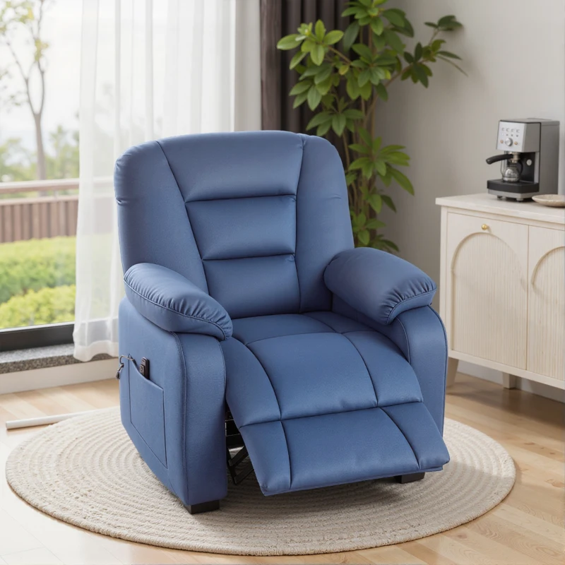 HOMCOM Sillón Relax Reclinable Eléctrico Silencioso con Función Memoria Reposapiés Mando a Distancia Bolsillos Laterales Azul