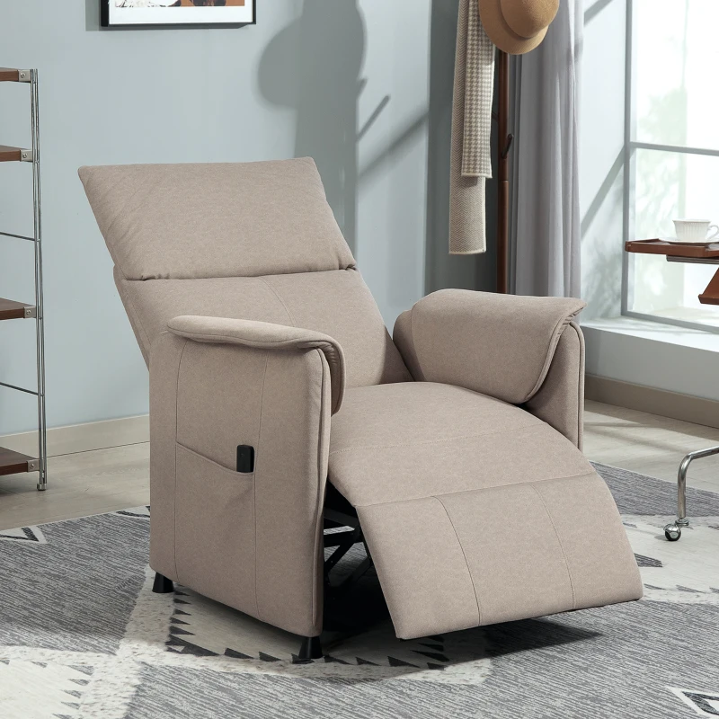 HOMCOM Fauteuil relax électrique avec fonction mémoire, repose-pieds rétractable, télécommande, marron