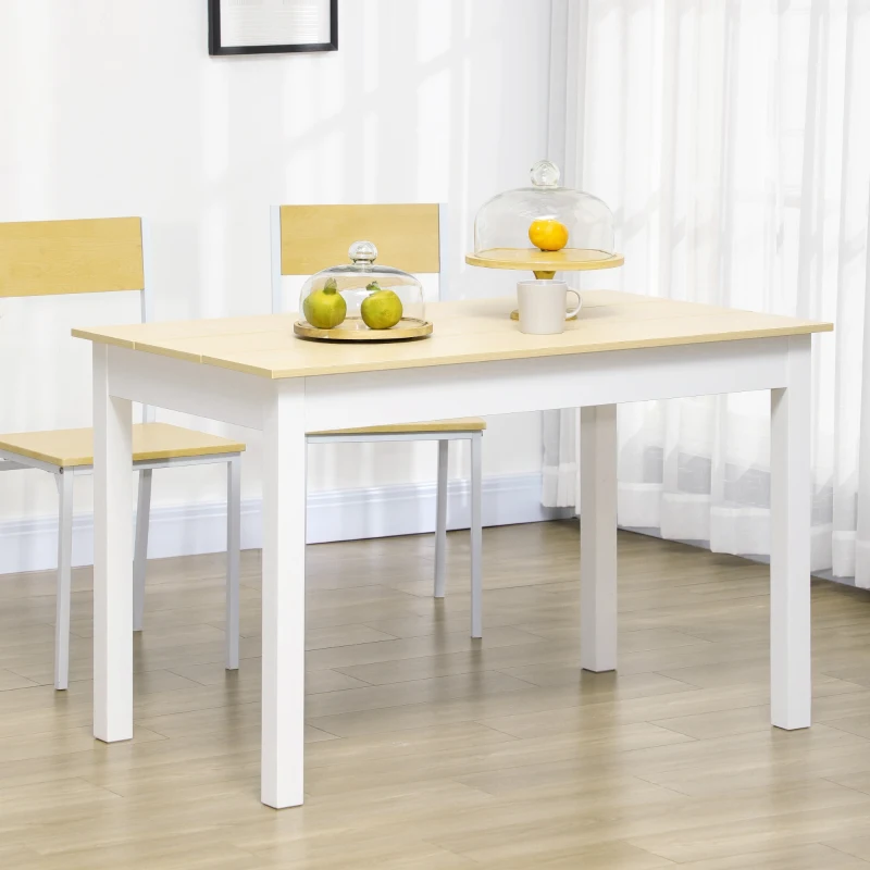 HOMCOM Table de salle à manger design moderne bicolore avec grand plateau 4-6 personnes en bois dim. 119L x 70l x 75H cm
