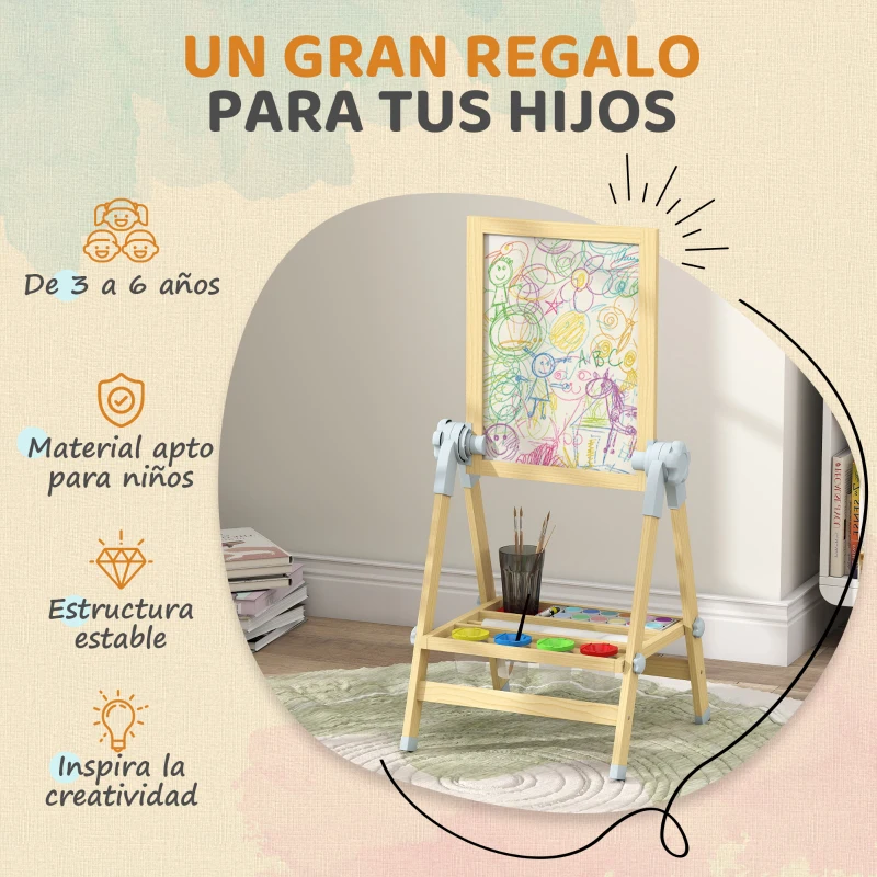 AIYAPLAY Pizarra Infantil Caballete Altura 70-97 cm y Ángulo Ajustable Pizarra Blanca Magnética con Rollo de Papel y Bandeja