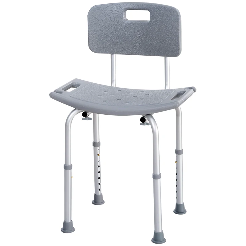 HOMCOM Chaise de Douche siège de Douche Ergonomique Hauteur réglable Pieds antidérapants Charge Max. 136 Kg alu HDPE Gris