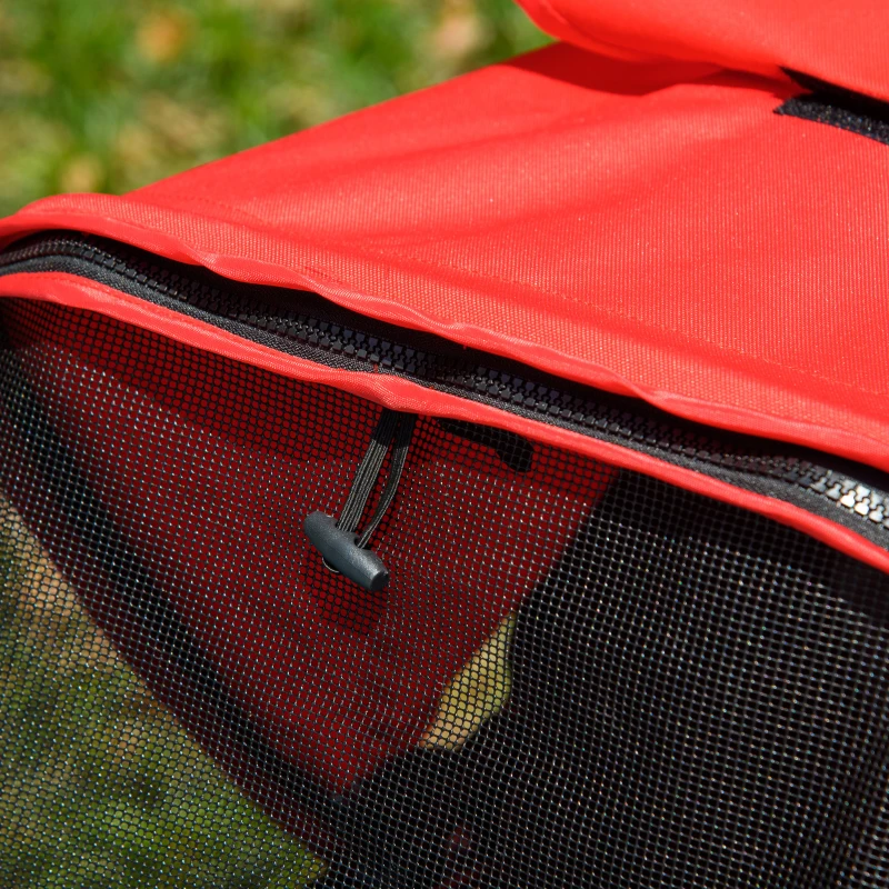 PawHut One-click Folding Pet Stroller Dog/Cat Travel Carriage with Adjustable Canopy, Cupholder, Storage Basket, Red