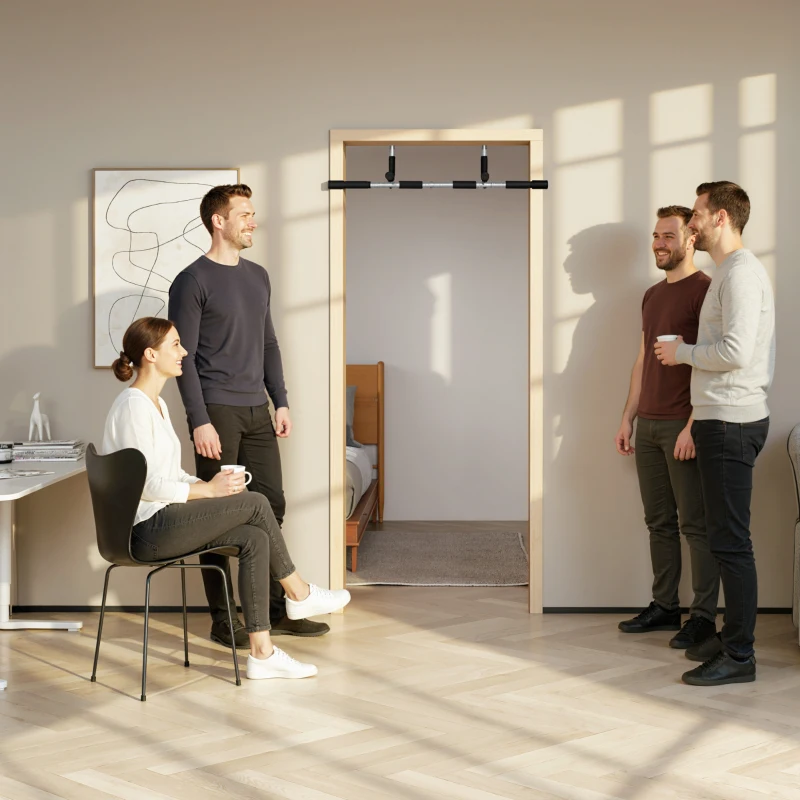 HOMCOM Barra de Elevação para Porta Barra de Pull Up para Exercícios de Treino em Casa Carga Máxima 110 kg 92x40x17 cm Preto