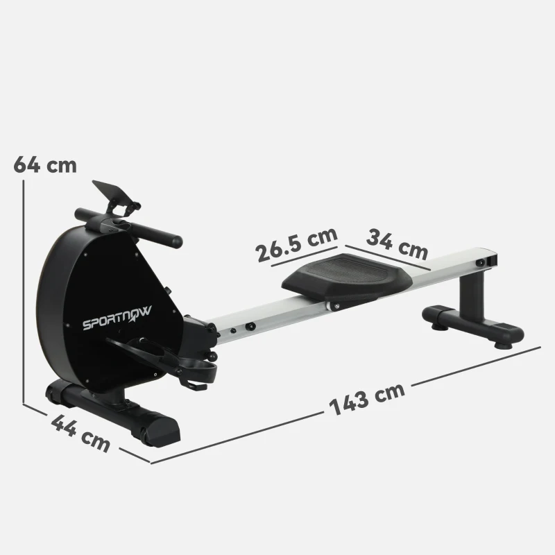 SPORTNOW Folding Magnetic Rowing Machine, with 16-Level Adjustable Resistance, Black