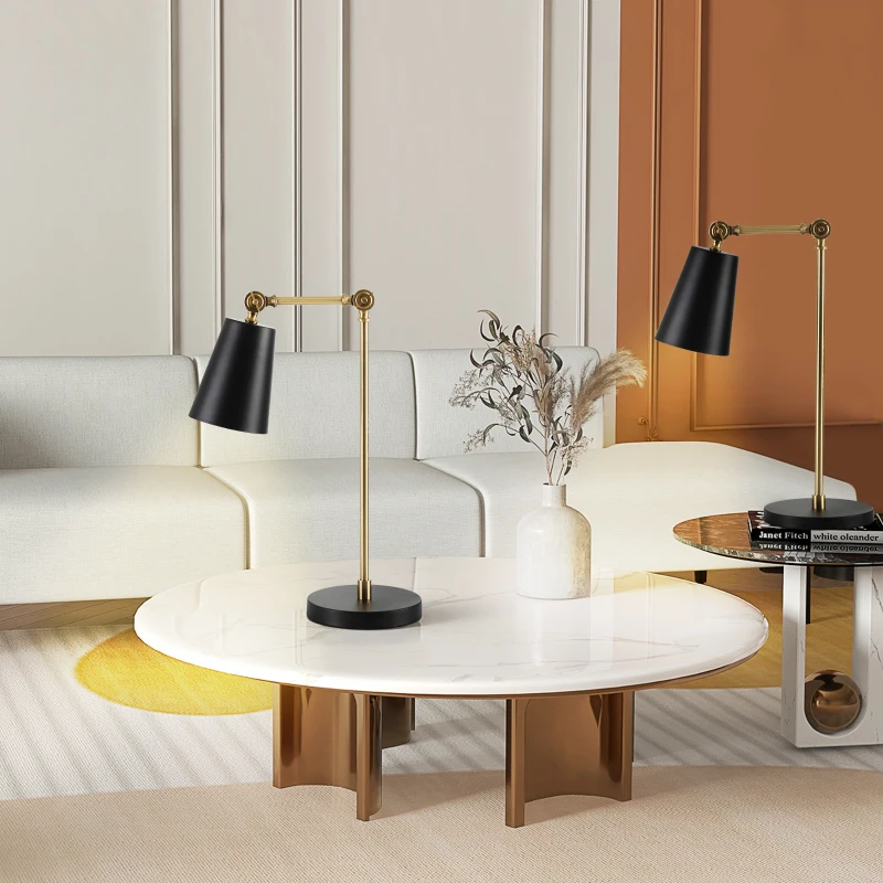 HOMCOM Lot de 2 lampes de table lampe de chevet style industriel angle réglable à 180° en métal pour salon chambre bureau