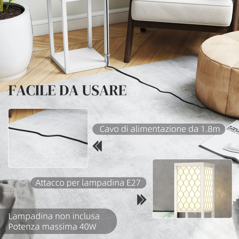 HOMCOM Lampada da Terra 2 in 1 Moderna con 3 Ripiani, Attacco E27, 26 x 26 x 160 cm, Bianco