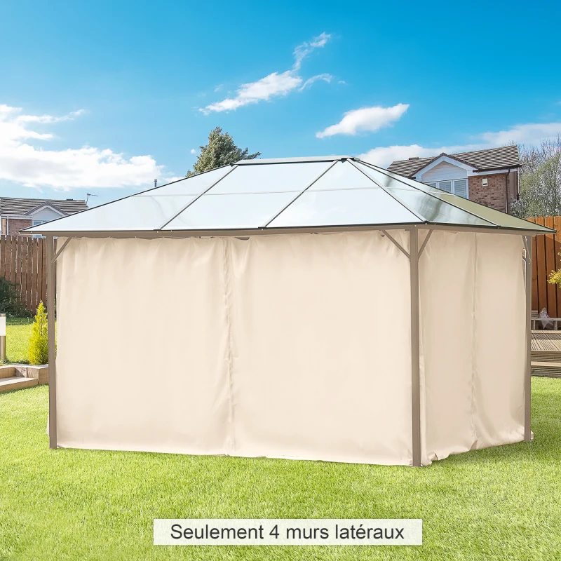 Outsunny 4 parois latérales pour pavillon de jardin tonnelle rigide 300 x 400 cm protéger de la pluie vent soleil beige