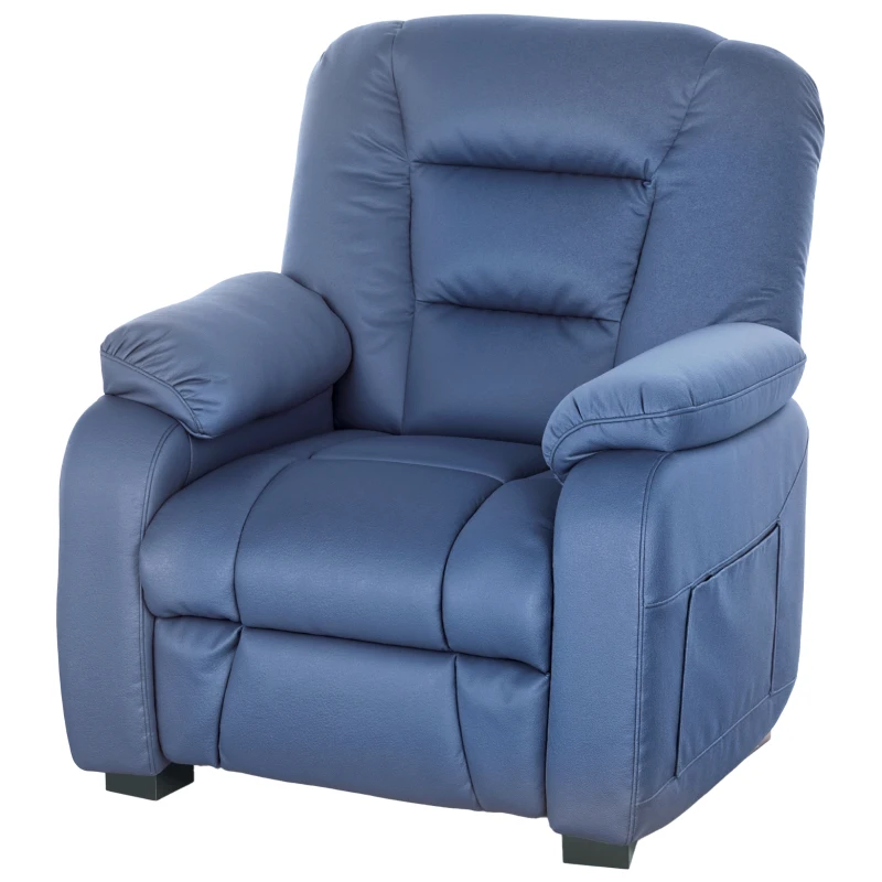 HOMCOM Sillón Relax Reclinable Eléctrico Silencioso con Función Memoria Reposapiés Mando a Distancia Bolsillos Laterales Azul