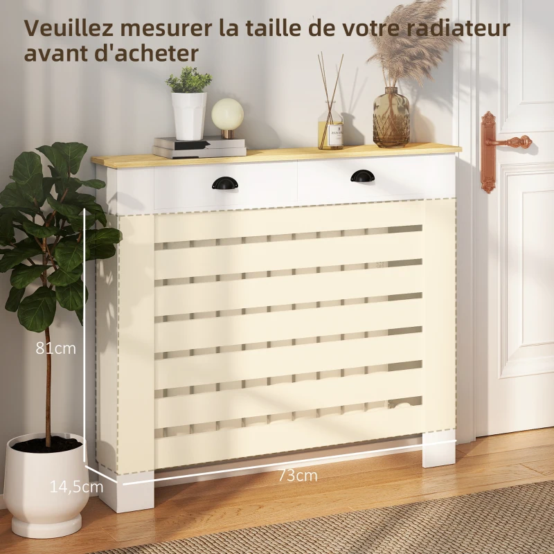 HOMCOM 95.5H x 111Wcm Radiator Cover, with Drawer - White