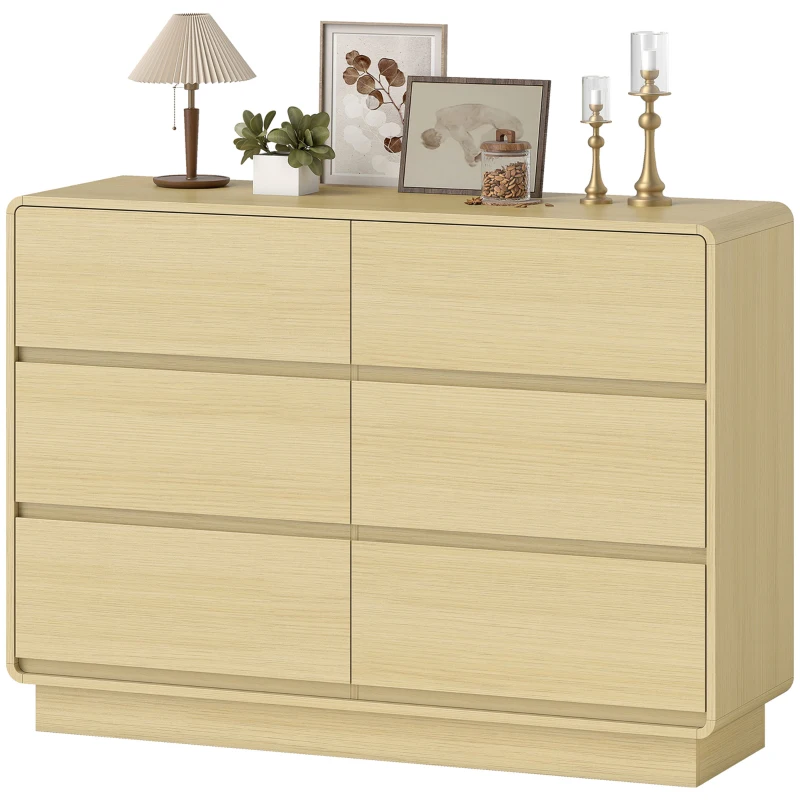 HOMCOM Cómoda com 6 Gavetas Bordos Arredondadas Cómoda para Sala Cozinha Entrada Escritório 120x38x86 cm Madeira