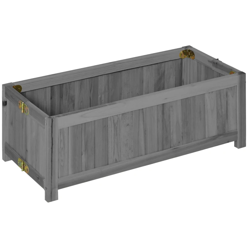 Outsunny Jardinera de Madera Plegable Jardinera Elevada para Cultivos Verduras Flores en Patio Balcón Terraza 70x30x25 cm Gris
