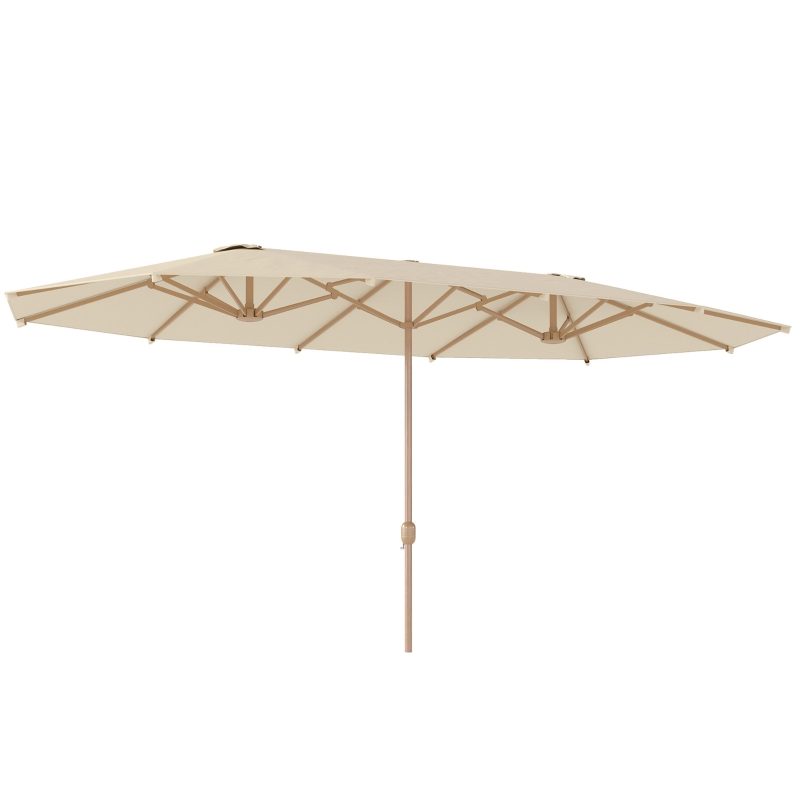 Outsunny Sombrilla Doble 4,55x2,65 m Sombrilla Grande con Manivela Manual Resistente al Agua y Protección Solar Crema