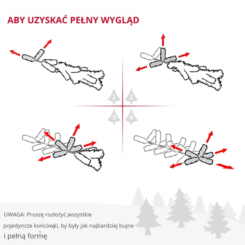 HOMCOM Sztuczna Choinka, 210 cm, z Ośnieżonymi Gałęziami PVC, Składana, z Metalową Podstawą, Zielony/Biały