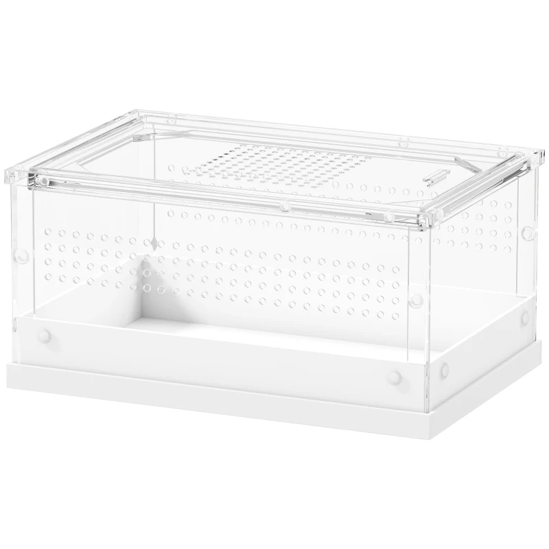 PawHut Acrylic Reptile Terrarium with Top Sliding Door, Vents,  for Snake, Frog, Spider, Gecko, Tarantula, 30 x 20 x 15 cm