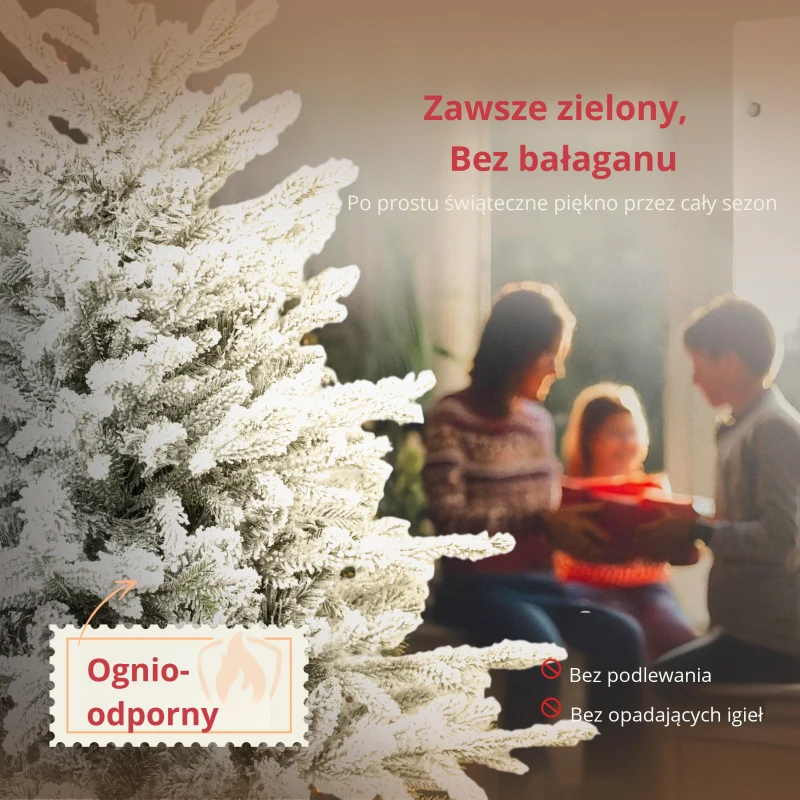 HOMCOM Sztuczna choinka, 150 cm, ze śniegiem, 1162 gałązek, ze składanym metalowym stojakiem