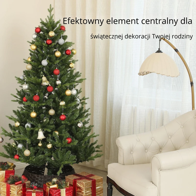 HOMCOM Choinka Sztuczna, Jodła, Realistyczna, Pełna i Buchata, 180 x Φ105 cm, Zielony