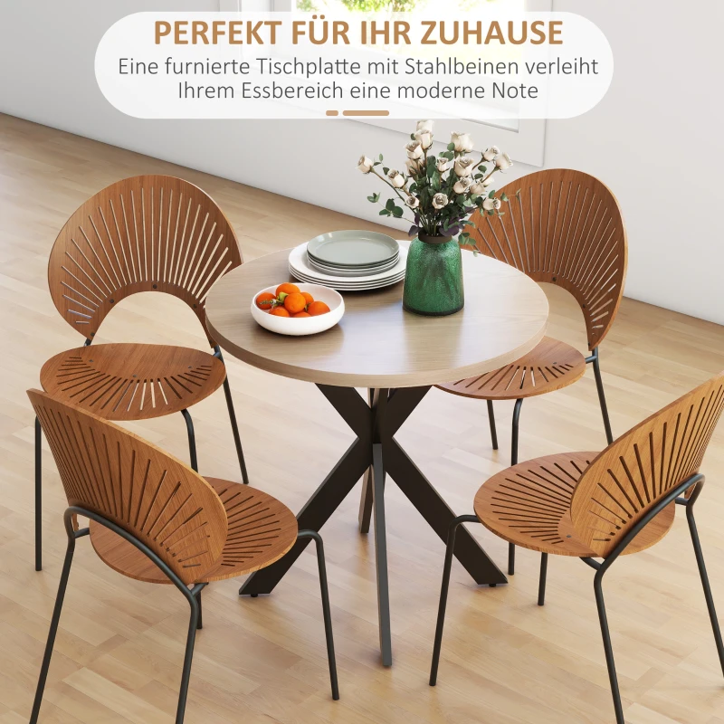 HOMCOM Esstisch 75 x 75 cm rund Küchentisch für 2-4 Personen modern Esszimmertisch mit Spinnenfuß Braun