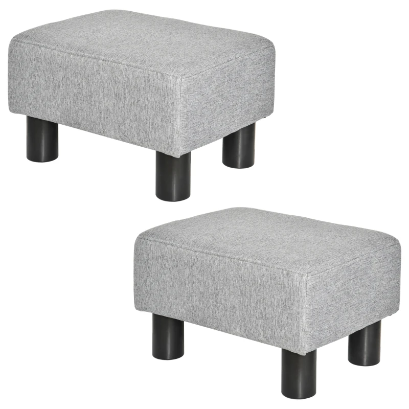 HOMCOM Lot de 2 poufs repose-pied tabouret bas en tissu de lin capacité de charge 150 Kg 40 x 30 x 24 cm gris