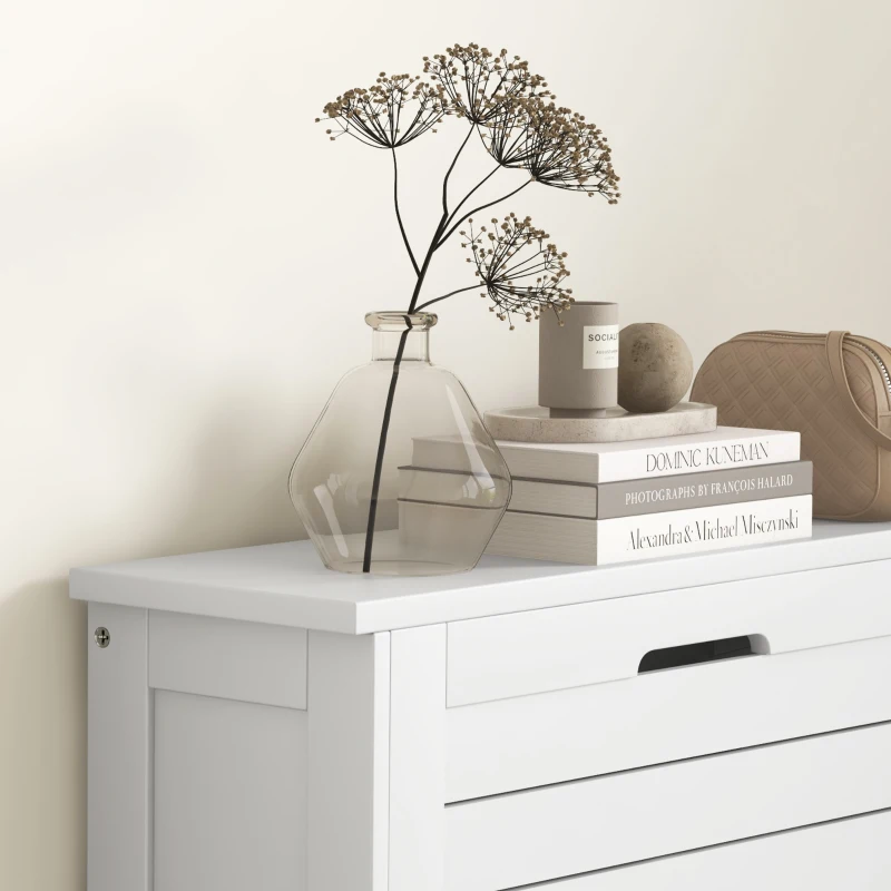 HOMCOM Narrow Shoe Cabinet with 3 Flip Drawers - White