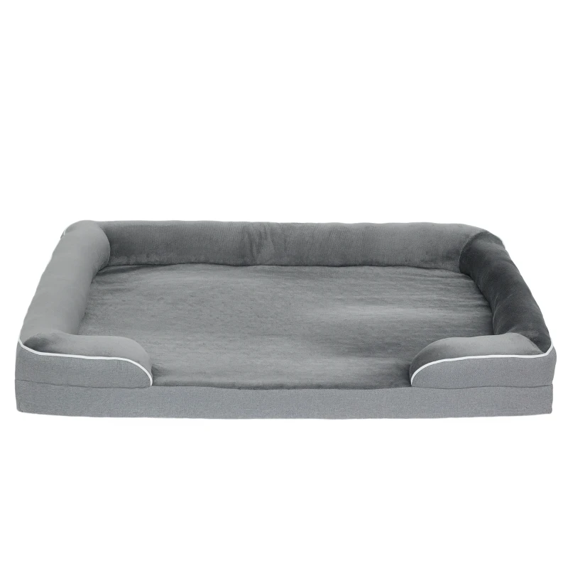 PawHut Dog Sofa Bed, Washable Pet Bed with Removable Cover and Non-Slip Bottom for Small, Medium and Large Dogs, Grey
