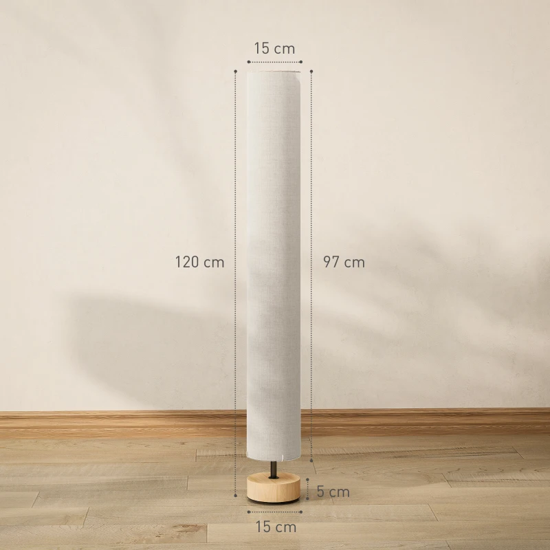 HOMCOM Lampadaire sur pied de salon avec abat-jour en lin, interrupteur à pied, 2 x douille E27, 120 cm, beige