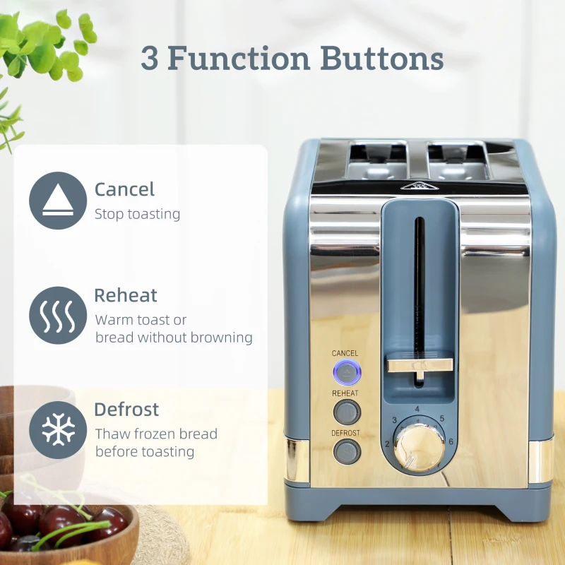 HOMCOM Sleek Textured Kettle and Toaster Set - Blue