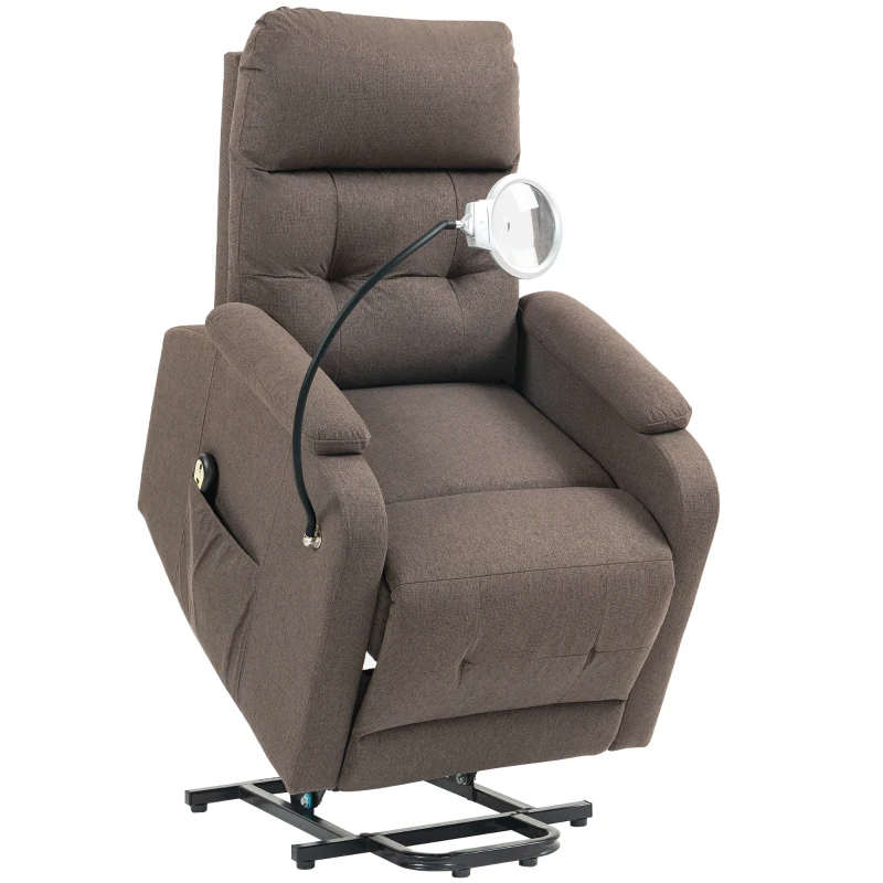 HOMCOM Electric Rise/Recline Armchair, with Reading Light - Brown